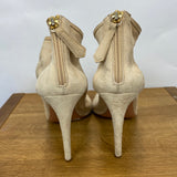 Aquazurra Cream Suede Peeptoe Heels 38