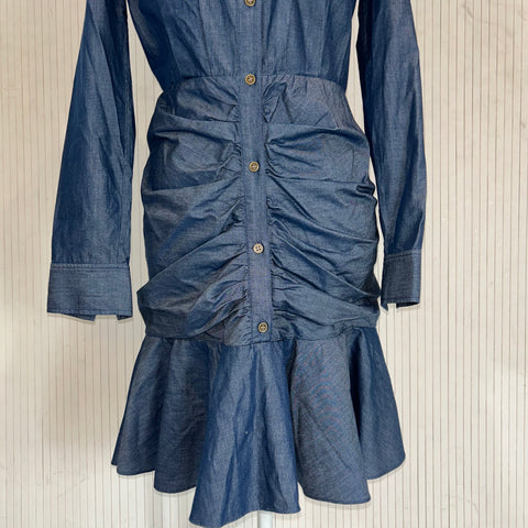 Veronica Beard Brand New Lightweight Denim Ruched Shirtdress XS