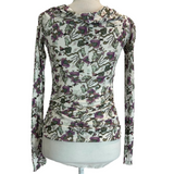 Isabel Marant White Ivy & Mauve Print Silky Jersey Top S