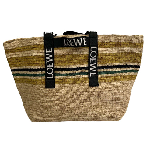 Loewe Brand New £1100 Stripe Raffia Large Tote Bag