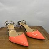 Christian Louboutin Salmon & Silver Kitten Heels 38