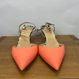 Christian Louboutin Salmon & Silver Kitten Heels 38