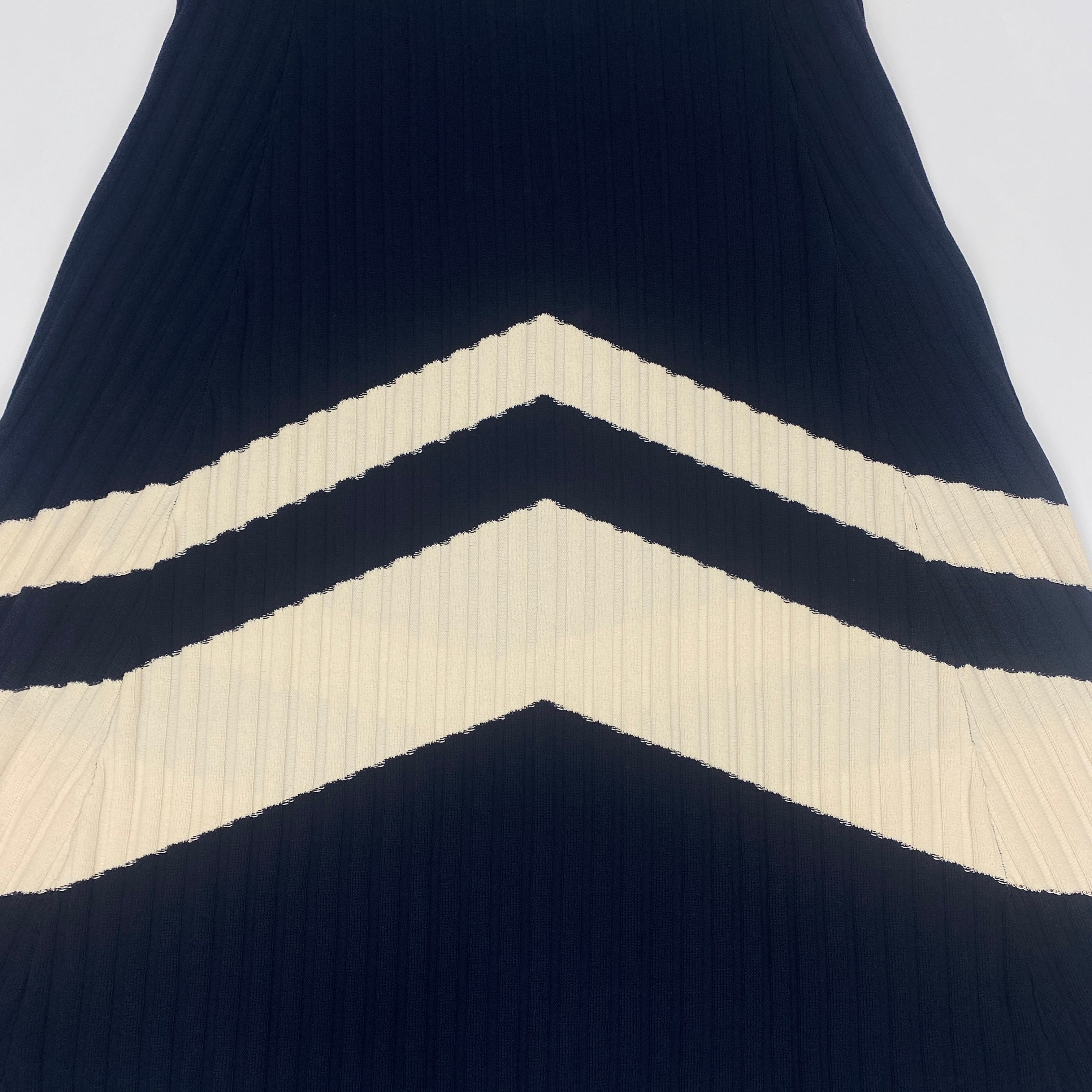 Wales Bonner £450 Navy & Ecru Pleat Knit Skirt M