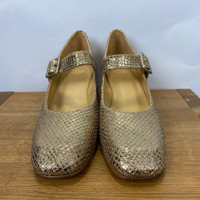 Penelope Chilvers £229 Gold Lizard Low Maryjane Heels 38