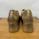 Penelope Chilvers £229 Gold Lizard Low Maryjane Heels 38