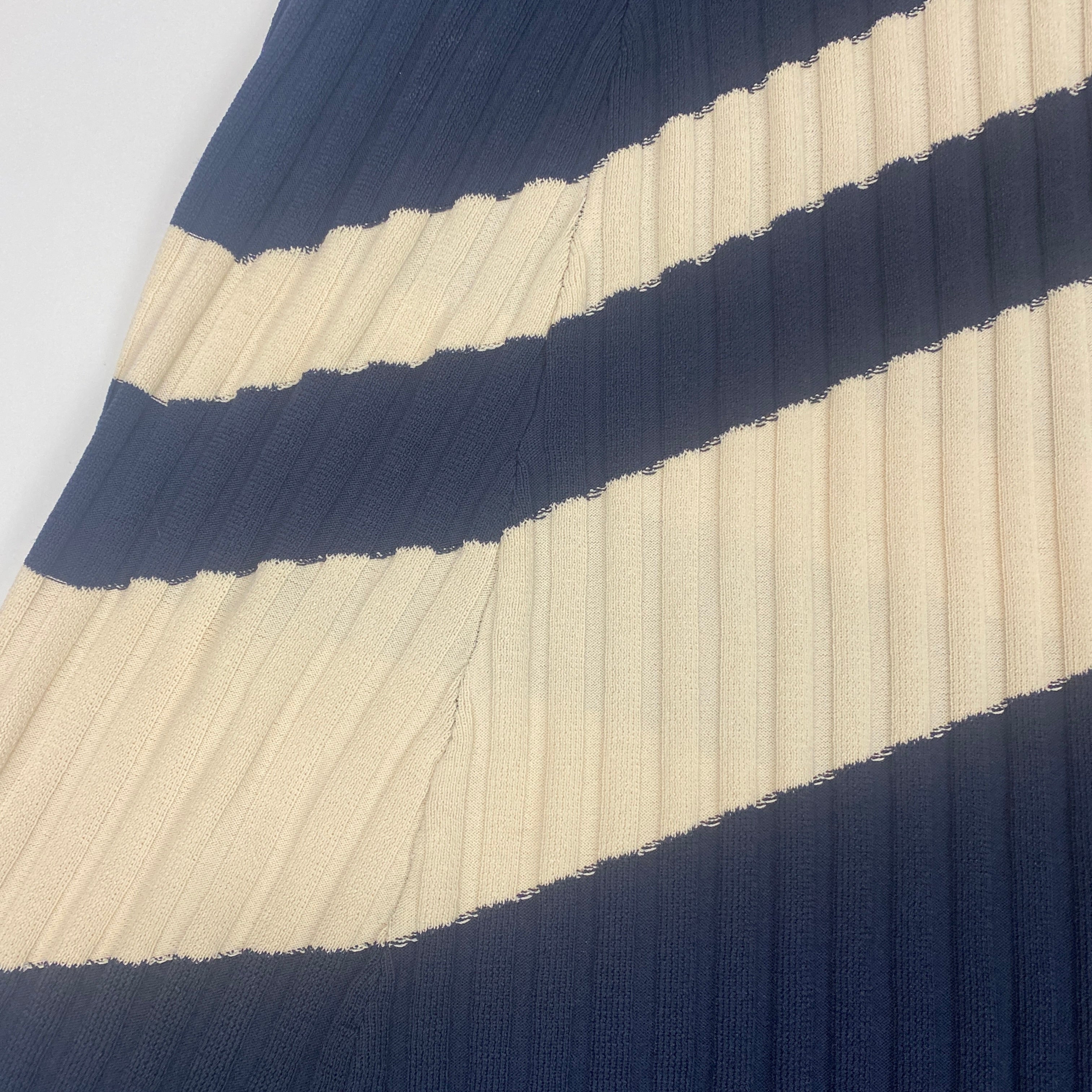 Wales Bonner £450 Navy & Ecru Pleat Knit Skirt M