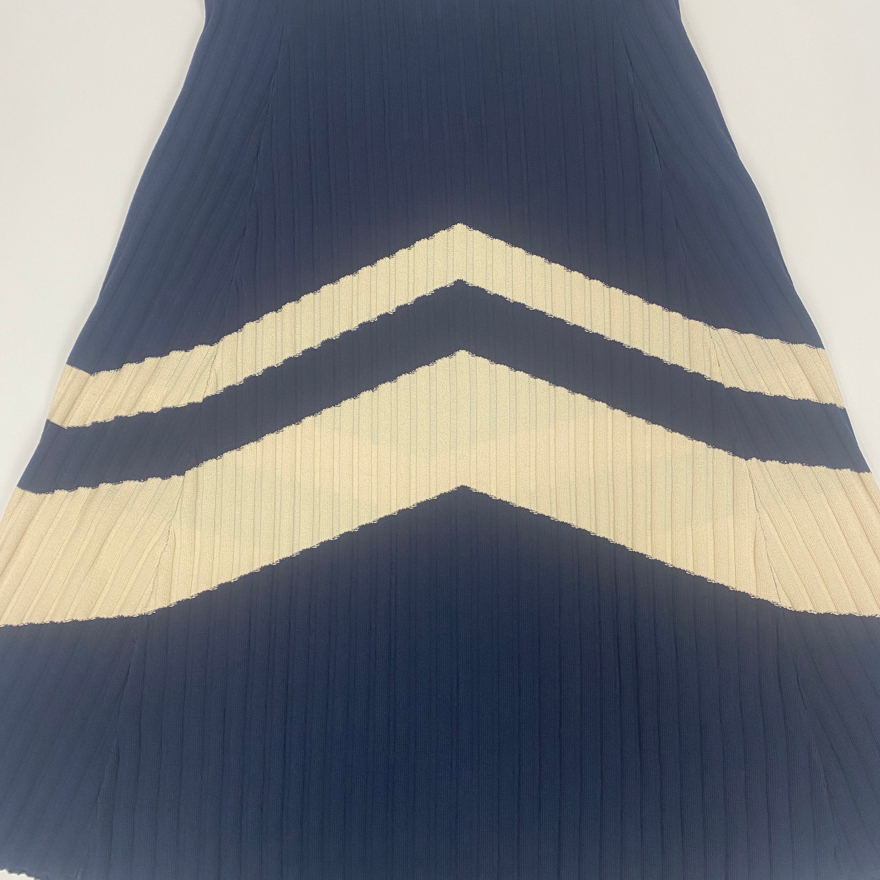 Wales Bonner £450 Navy & Ecru Pleat Knit Skirt M