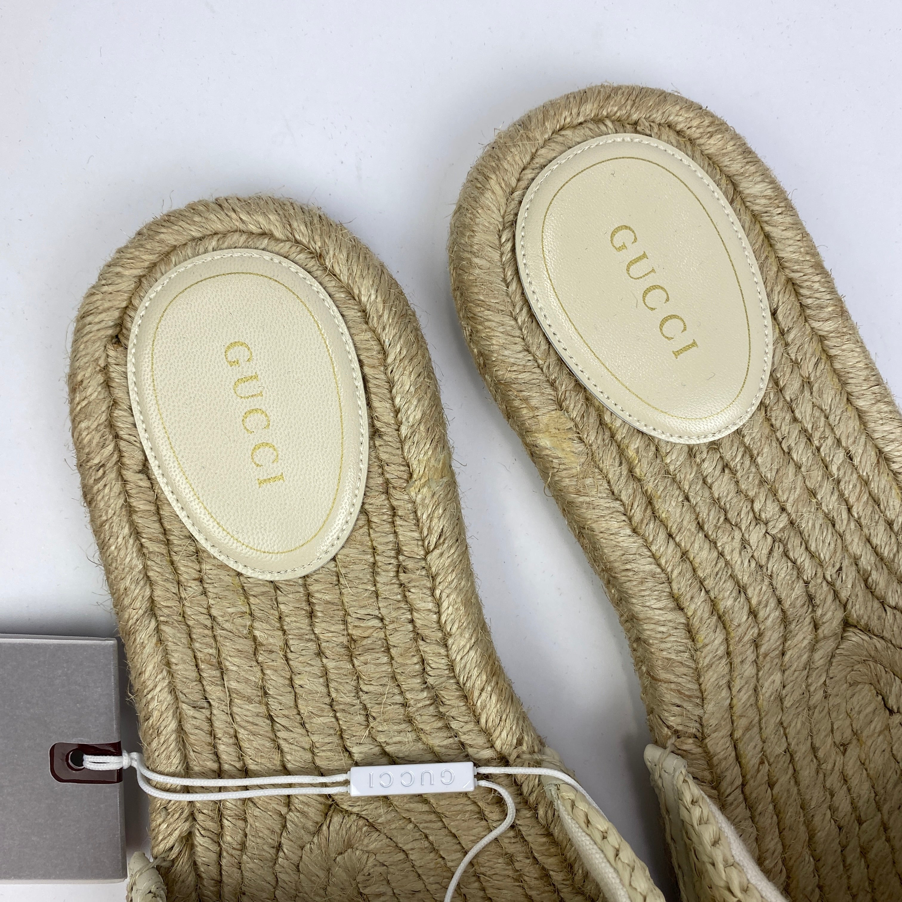 Gucci New £660 Natural Interlocking GG Cora Espadrille Slides 40