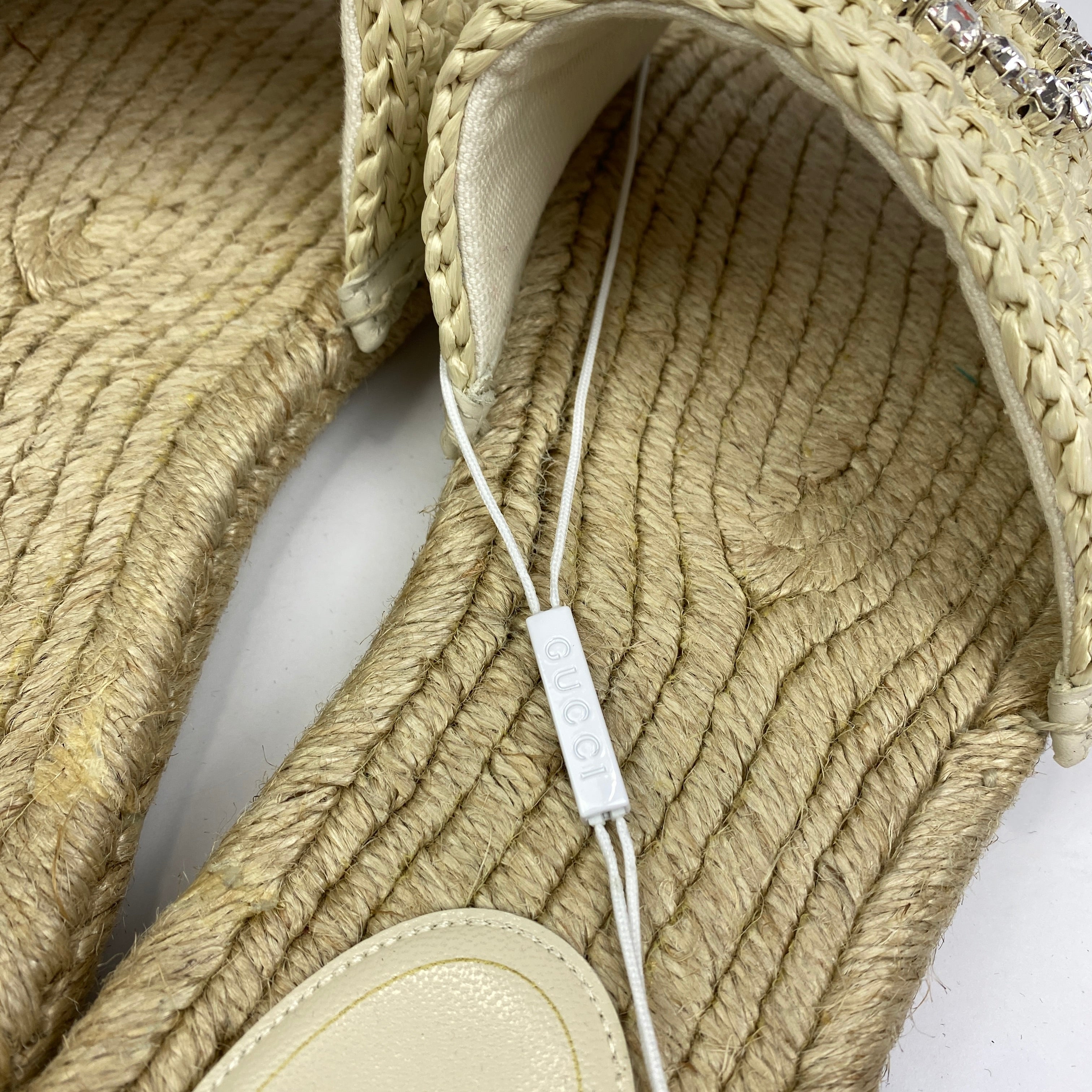 Gucci New £660 Natural Interlocking GG Cora Espadrille Slides 40