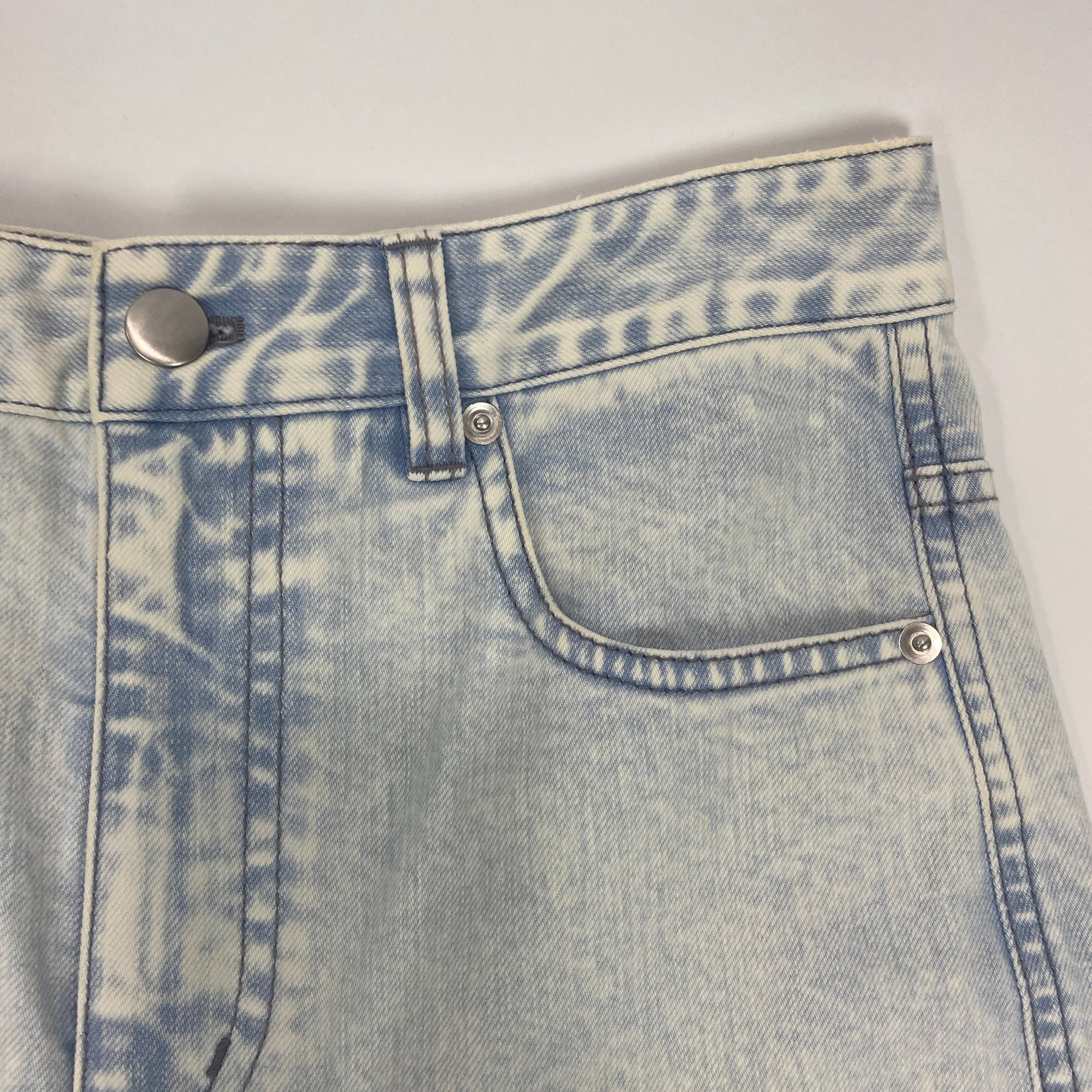 Tibi £455 Bleached Denim Maxi Skirt 24