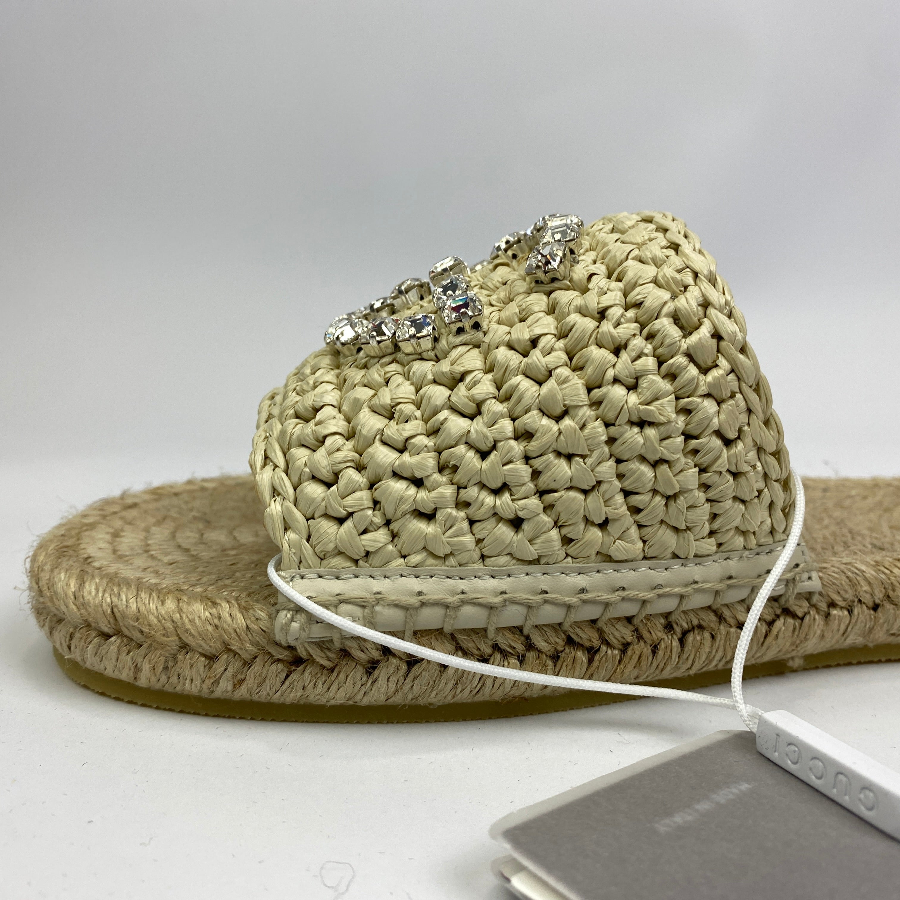 Gucci New £660 Natural Interlocking GG Cora Espadrille Slides 40