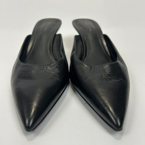 Bottega Veneta Black Kid Leather Kitten Heel Mules 39