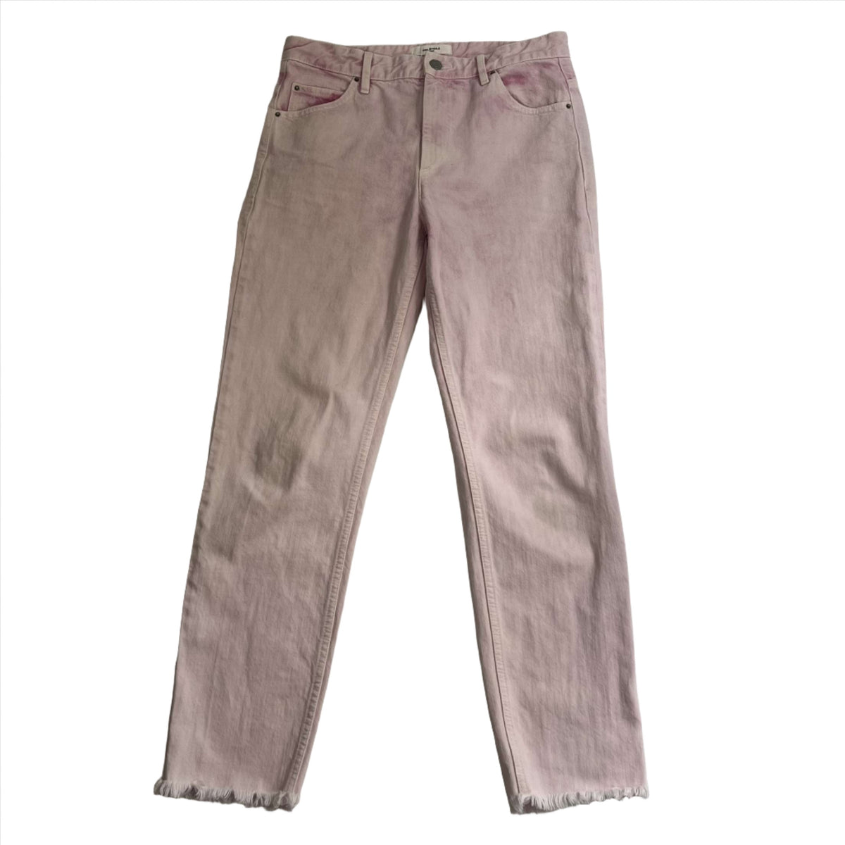 Isabel Marant Etoile Pink Acid Wash Raw Hem Jeans M