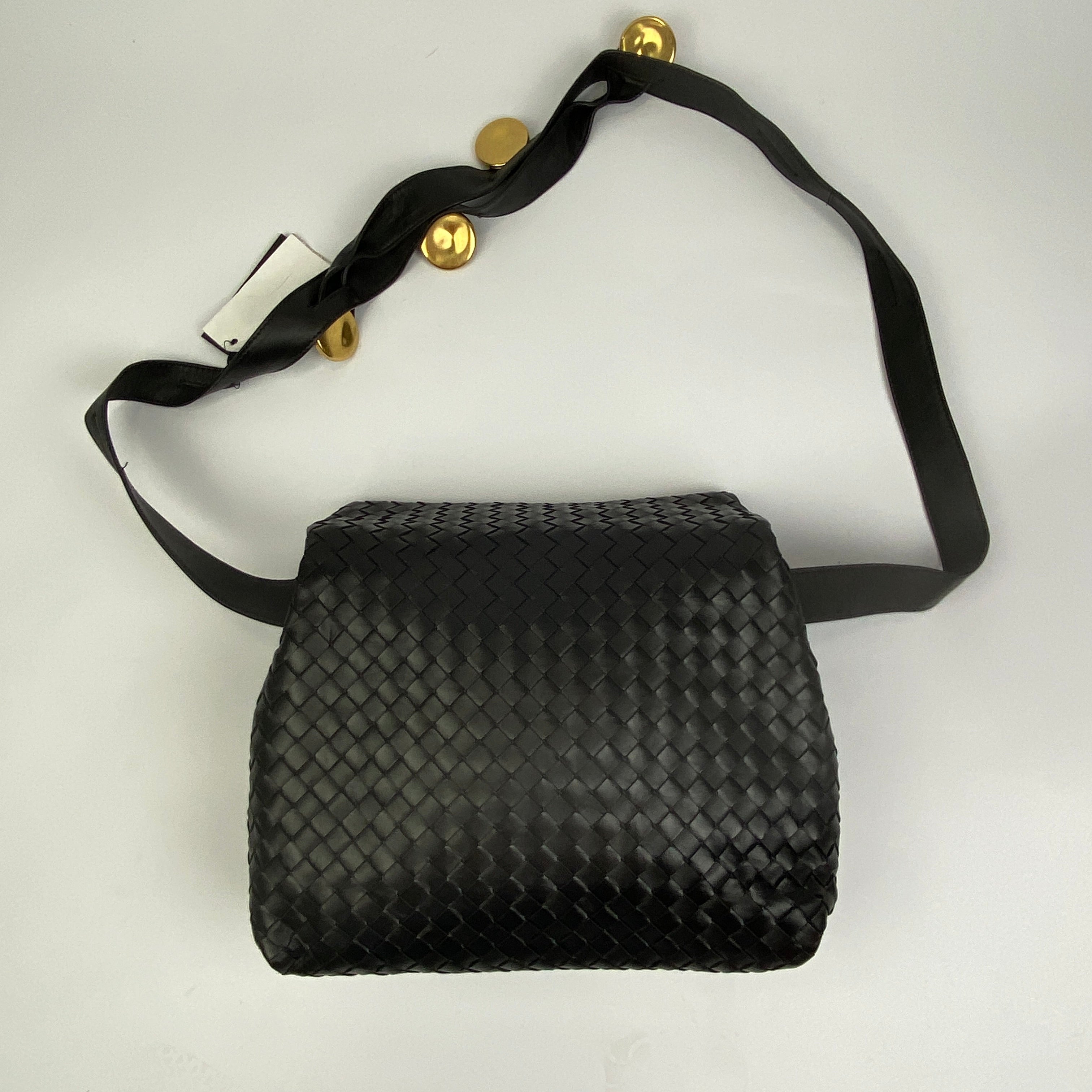 Bottega Veneta New £2285 Black Intrecciato The Fold Crossbody Bag