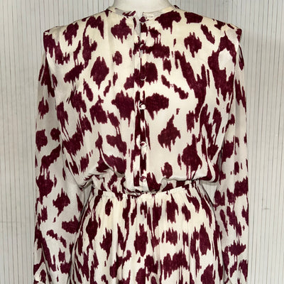 Isabel Marant Etoile Claret & Cream Print Silk Midi Dress S