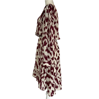 Isabel Marant Etoile Claret & Cream Print Silk Midi Dress S