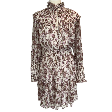 Nicholas Ivory & Pink Floral Chiffon Mini Dress XS