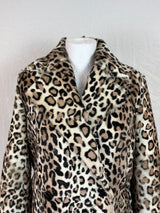 Iro £1250 Goatskin Leopard Print Pea Coat XXS