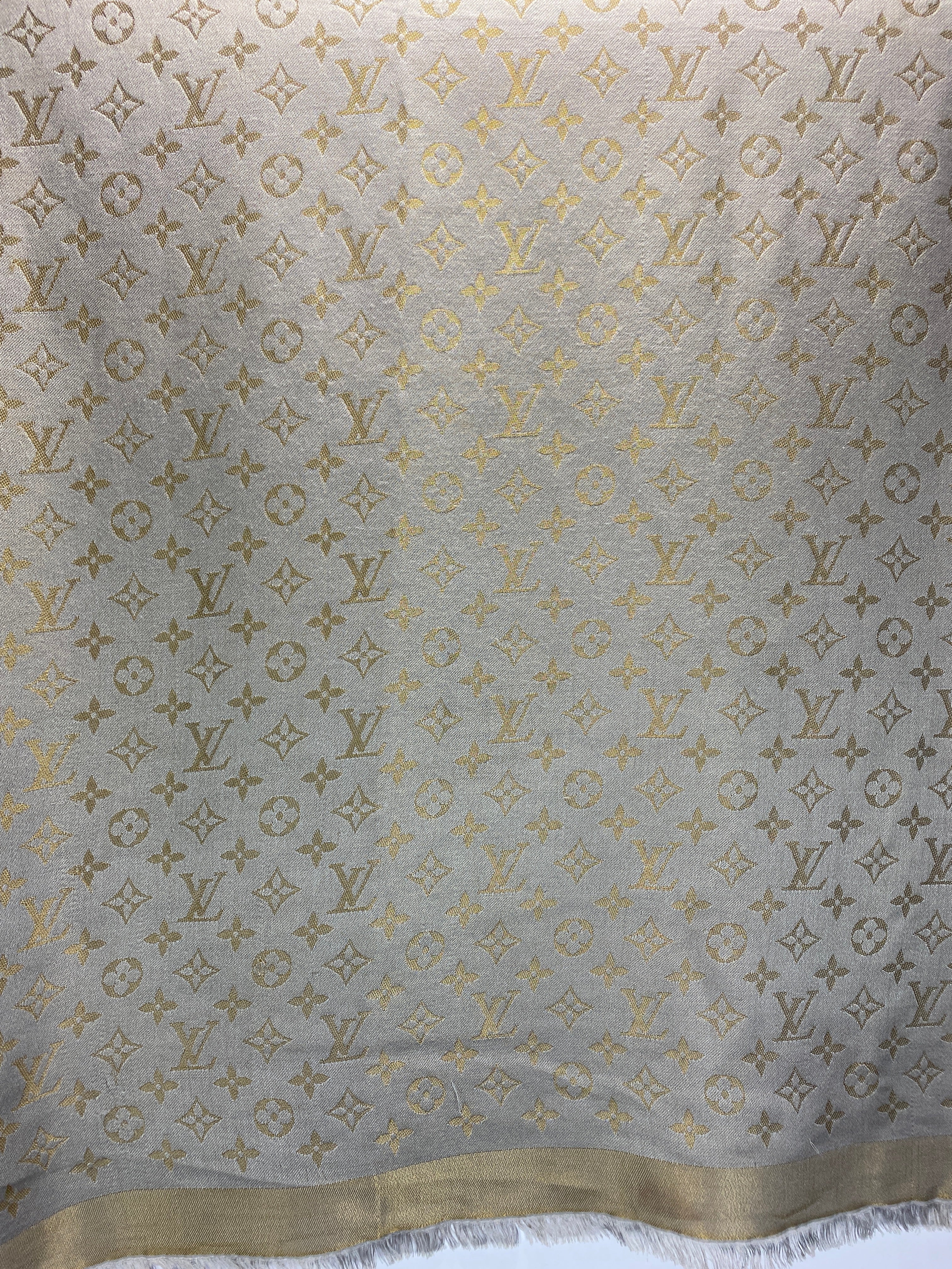 Louis Vuitton £475 Wool & Silk Pearl & Gold Monogram Shawl