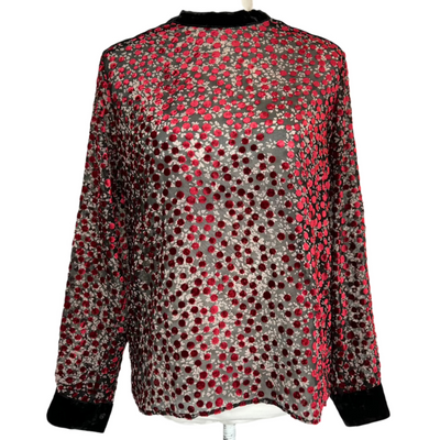 The Kooples Black & Ruby Devore Evening Top M