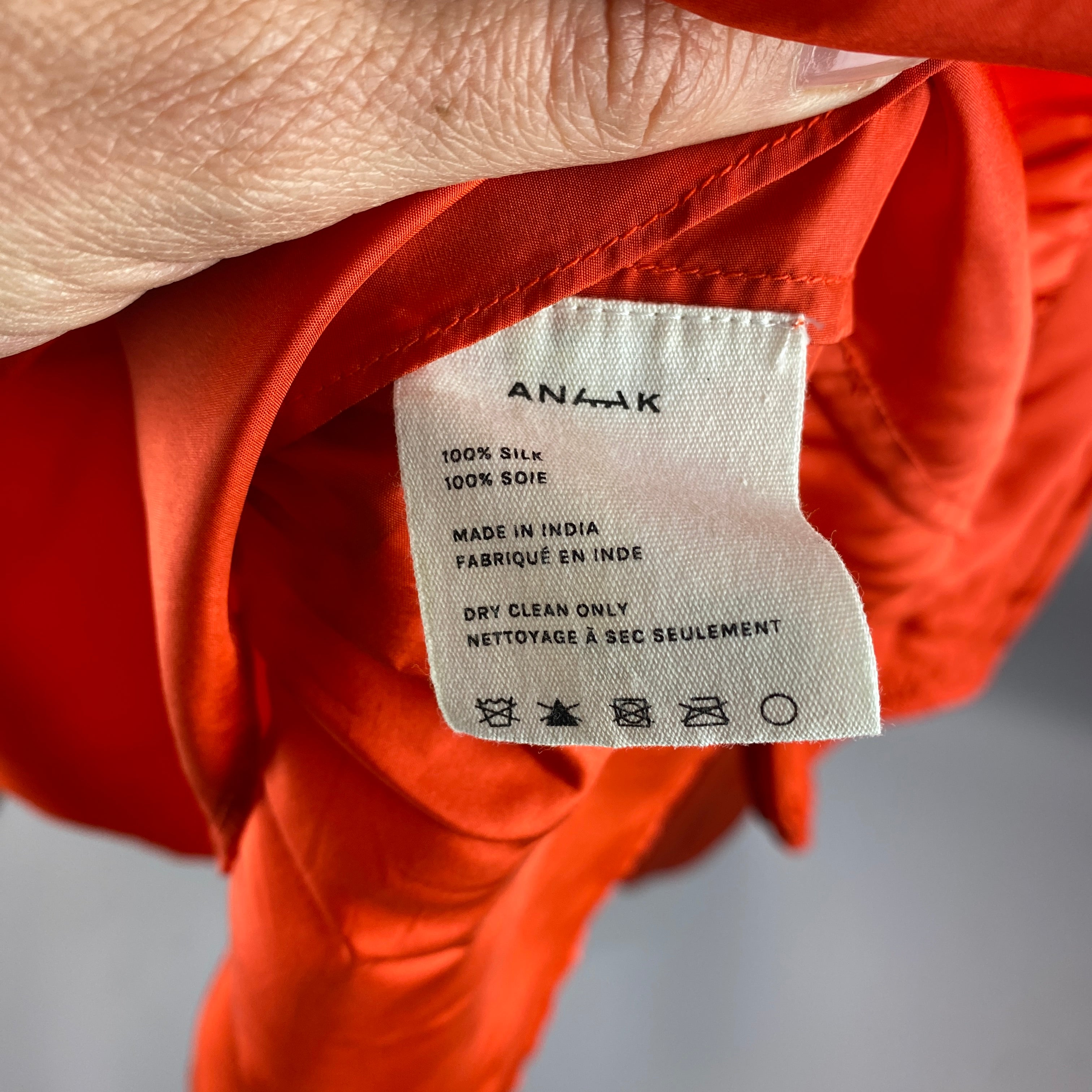 Anaak £585 Sunset Orange Banded Silk Habotai Mini Dress O/S