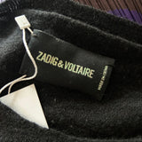 Zadig & Voltaire Black Cashmere Kansas Patch Knit Sweater XS