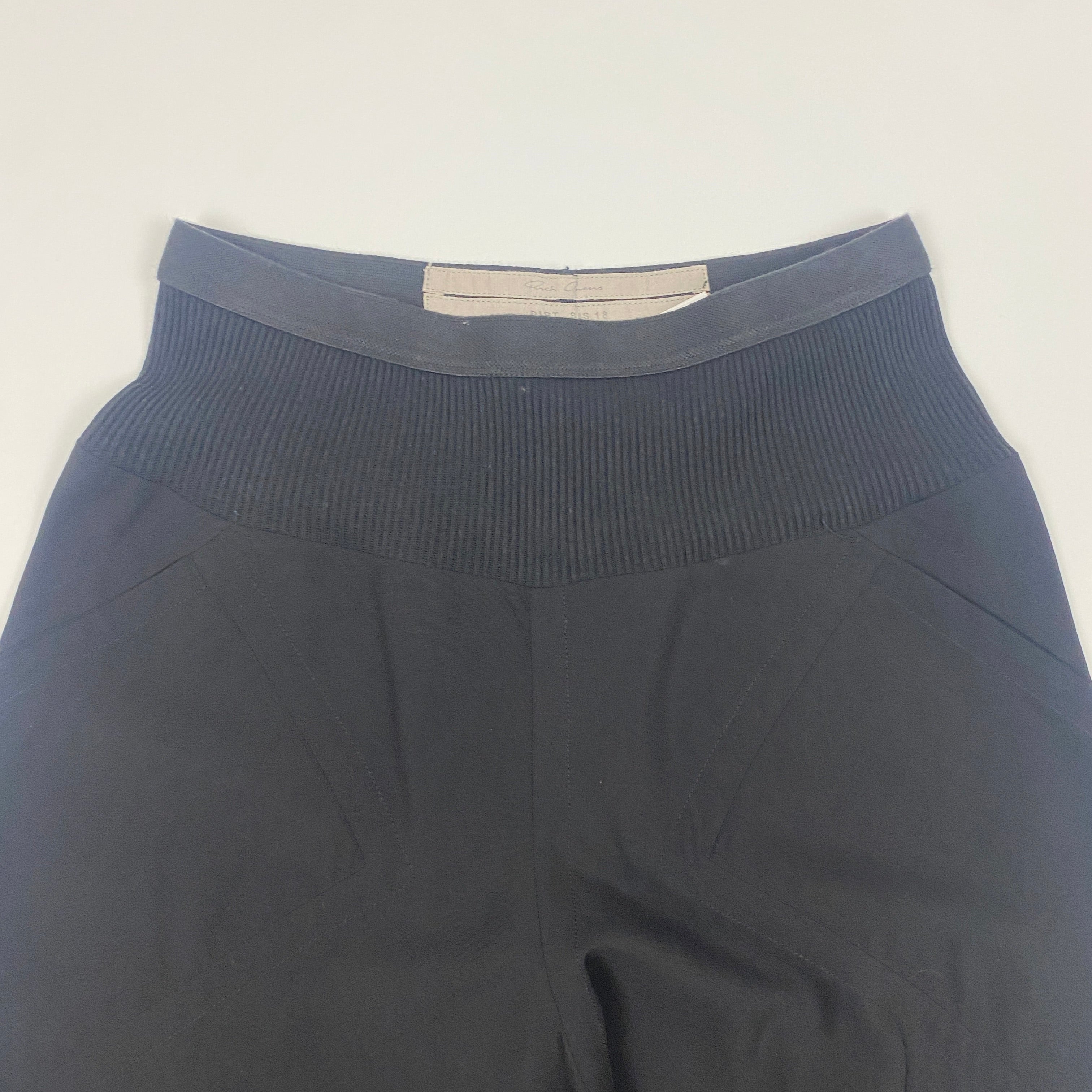 Rick Owens Black Wool Mix Fluid Wide Leg Pants XXS