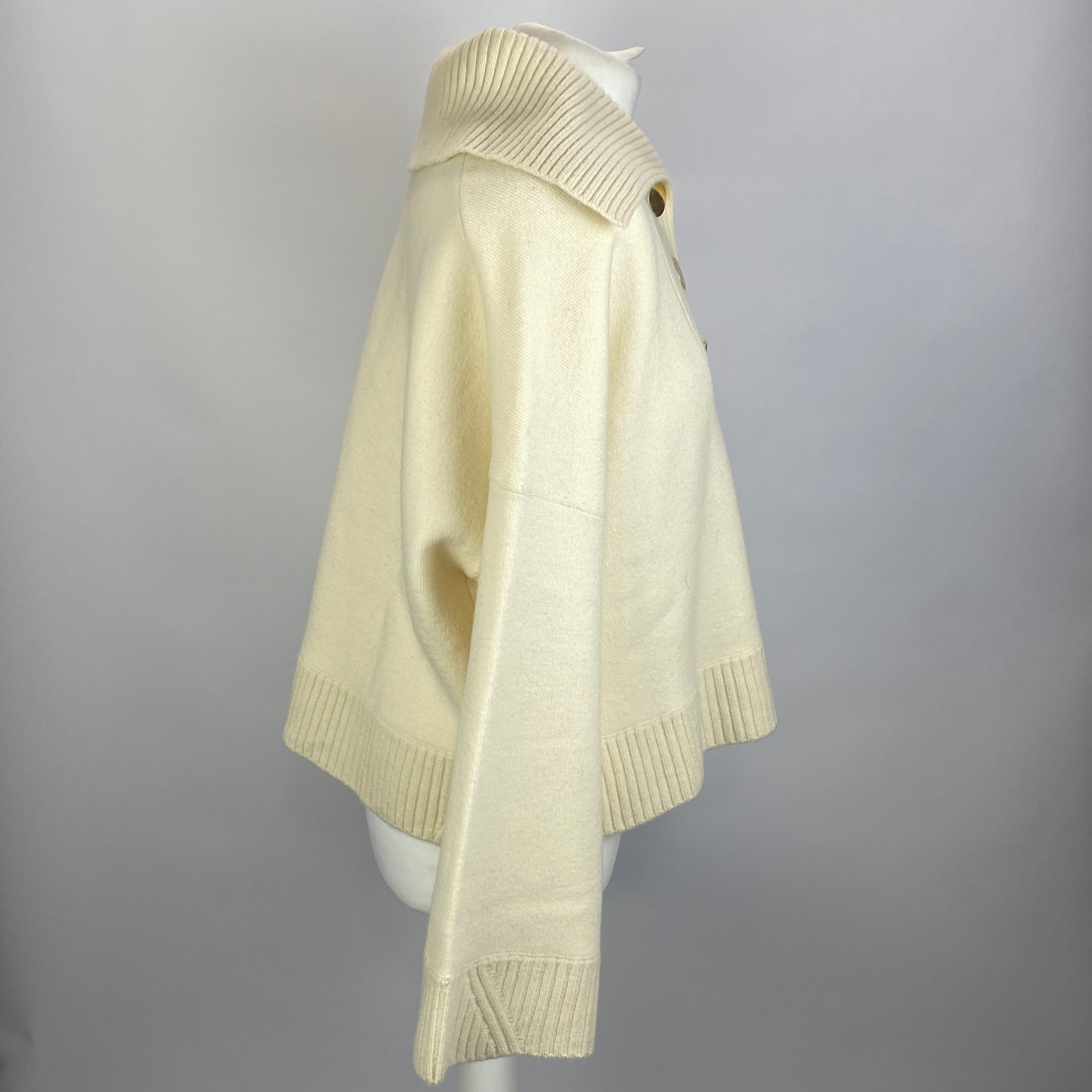 Ba&Sh New Ecru Wool Boxy Collared Sweater M/L/XL