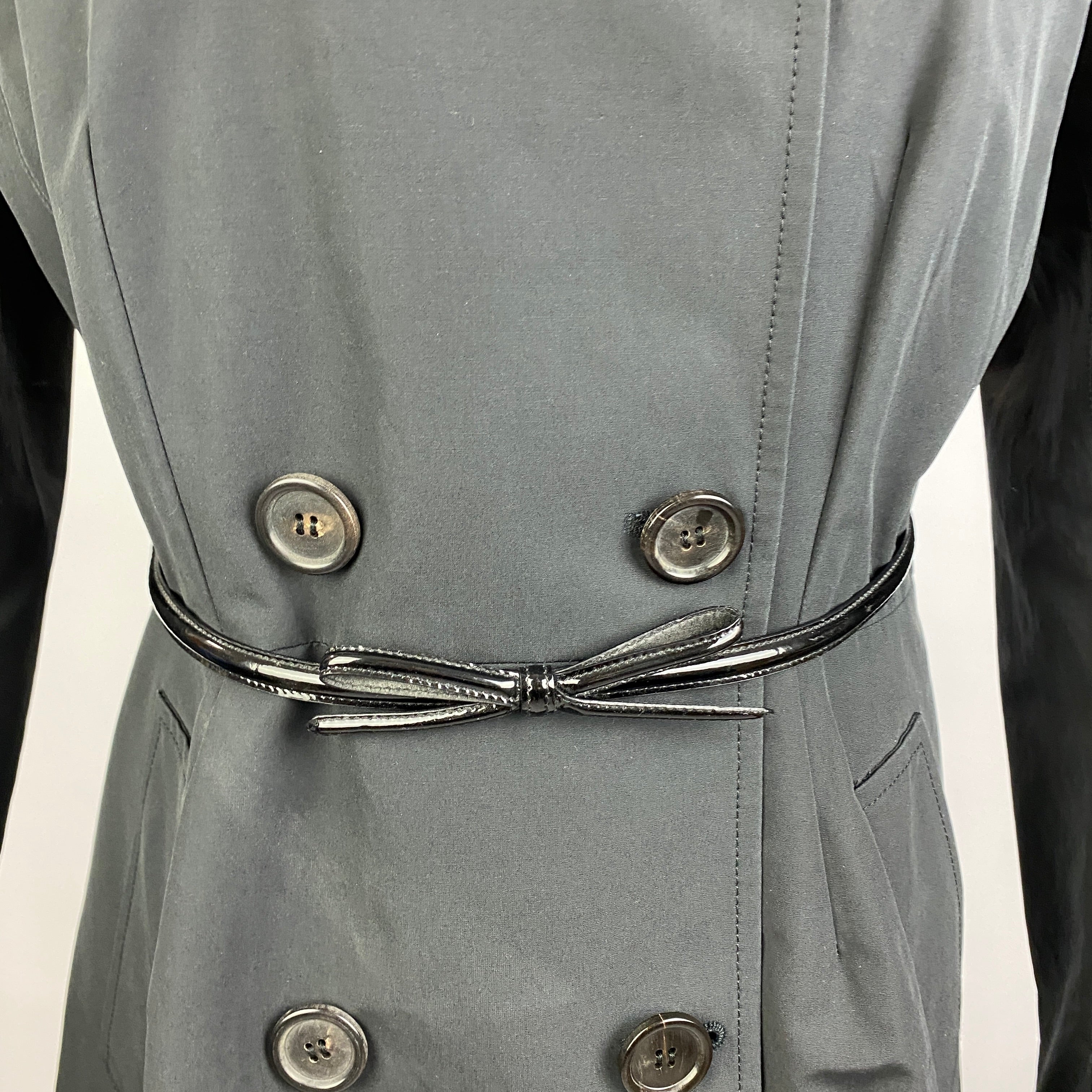 Prada Black Polycotton Lace-Trim Trench Coat S/M