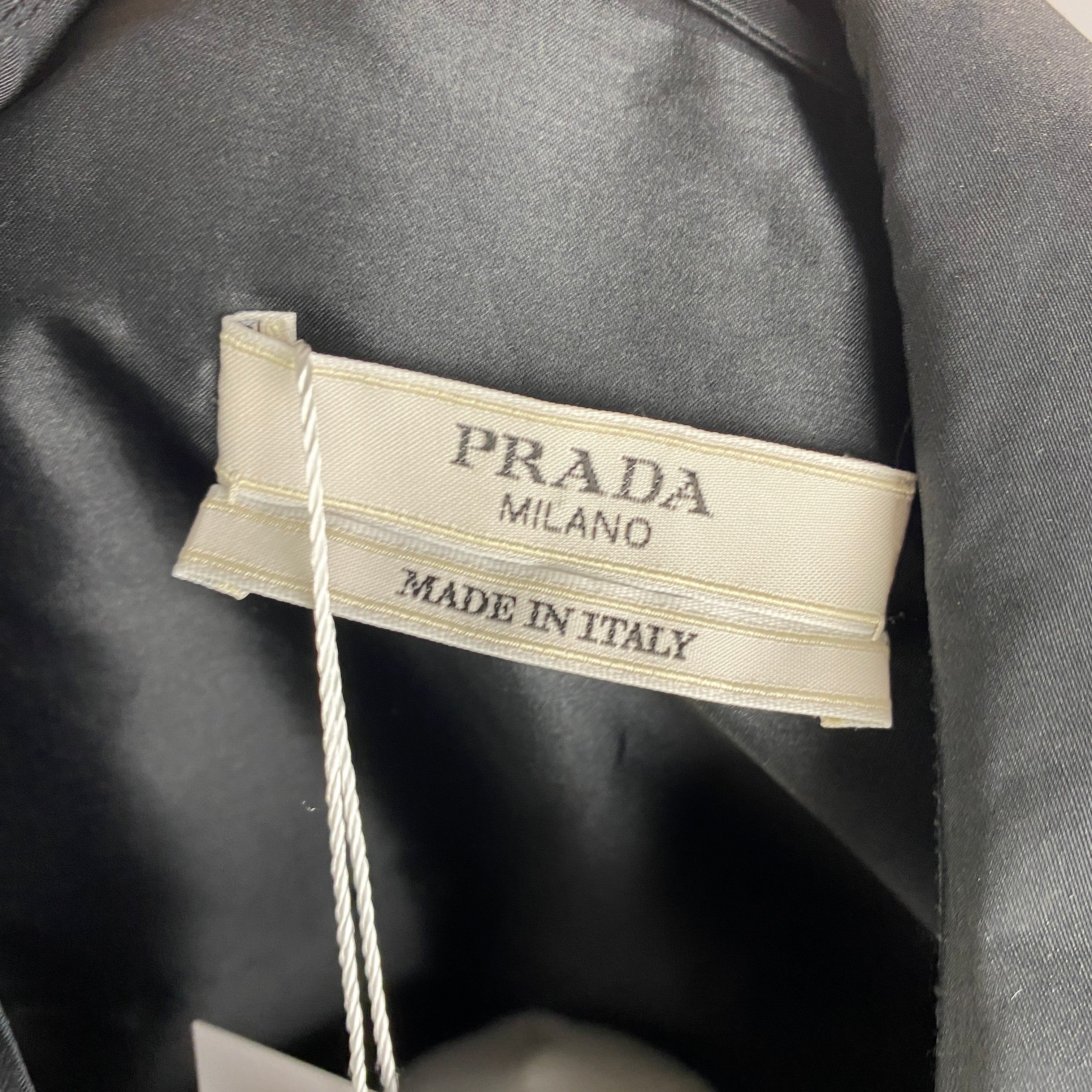 Prada Black Polycotton Lace-Trim Trench Coat S/M