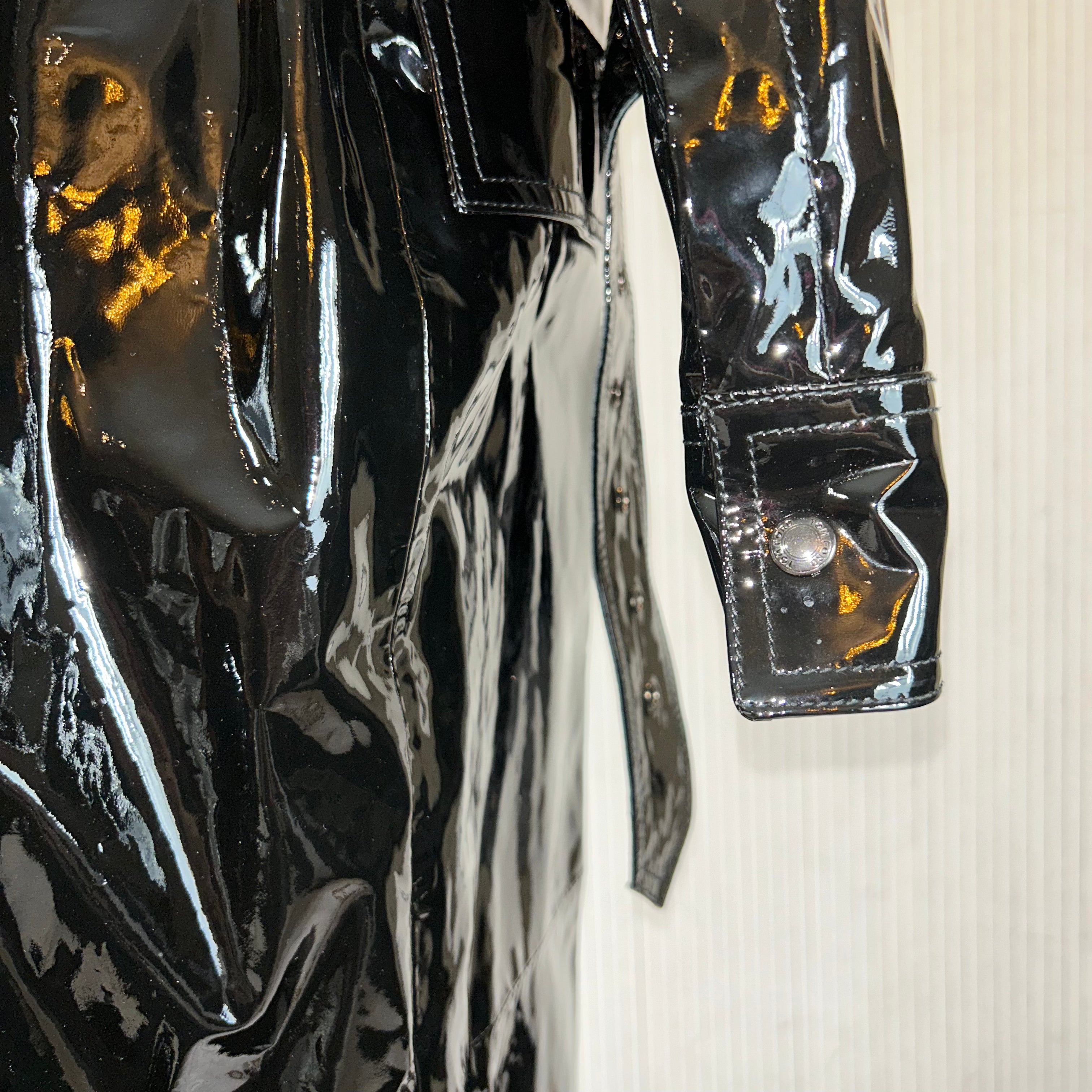 Tom Ford New £6000 Black Patent Leather Trench Coat XS