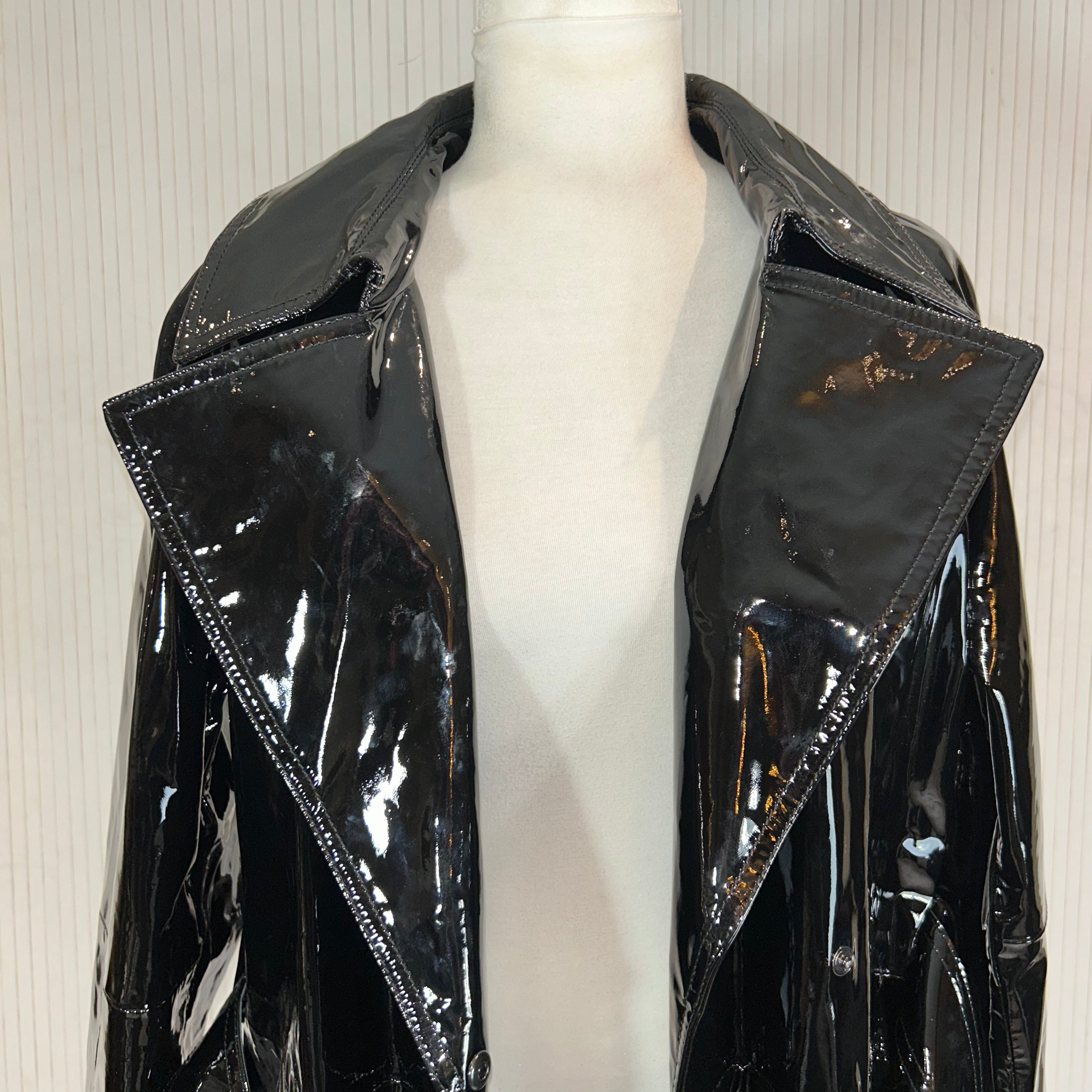 Tom Ford New £6000 Black Patent Leather Trench Coat XS