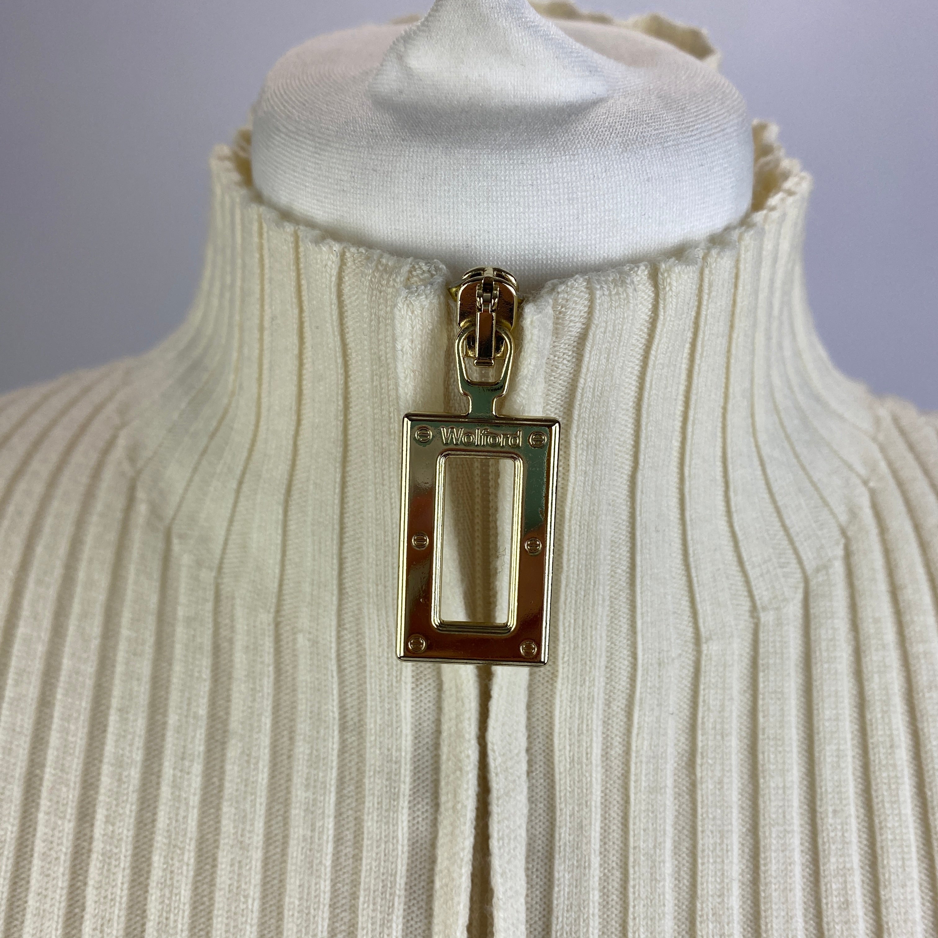 Wolford New £358 Cream Wool & Cotton Rib Cardigan L