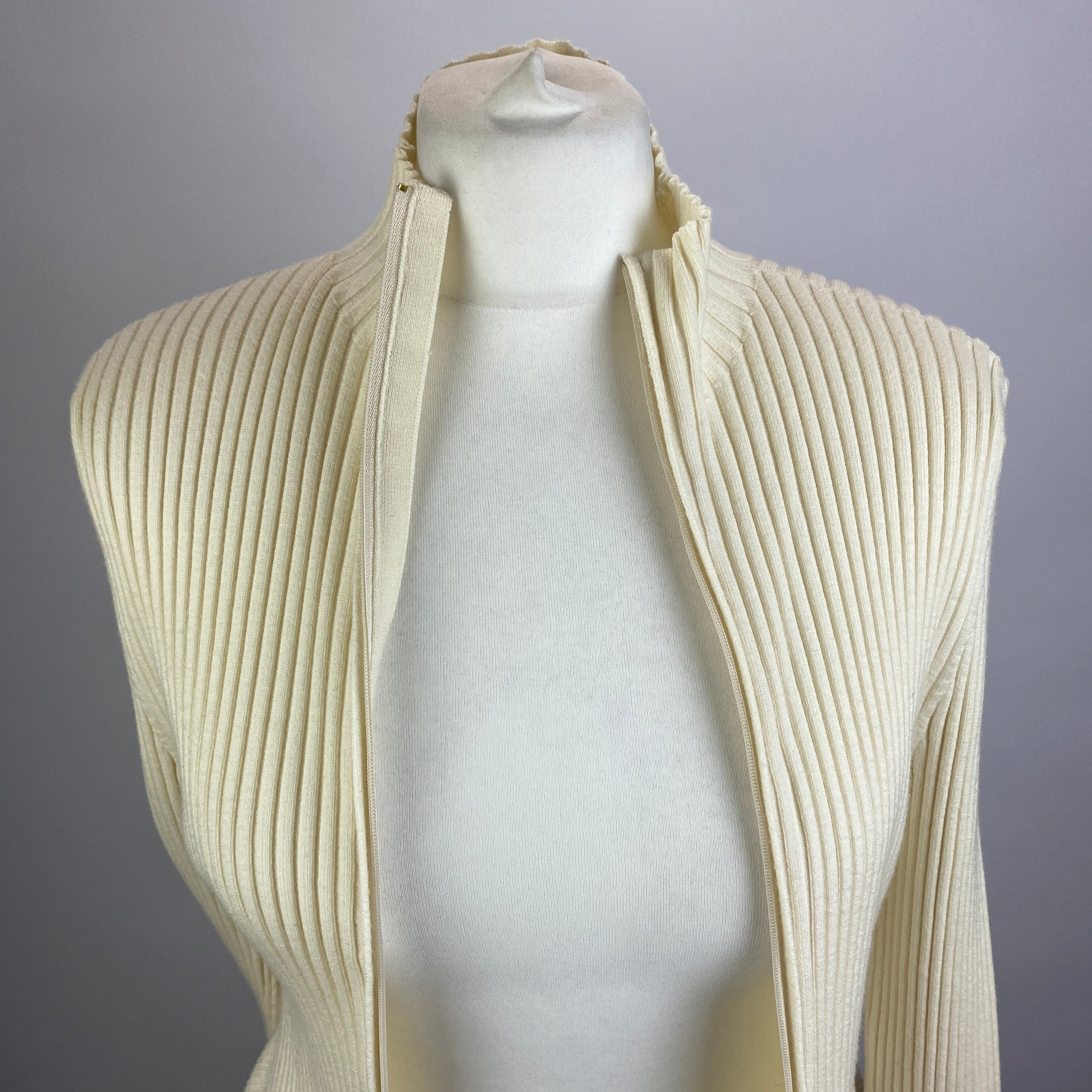 Wolford New £358 Cream Wool & Cotton Rib Cardigan L