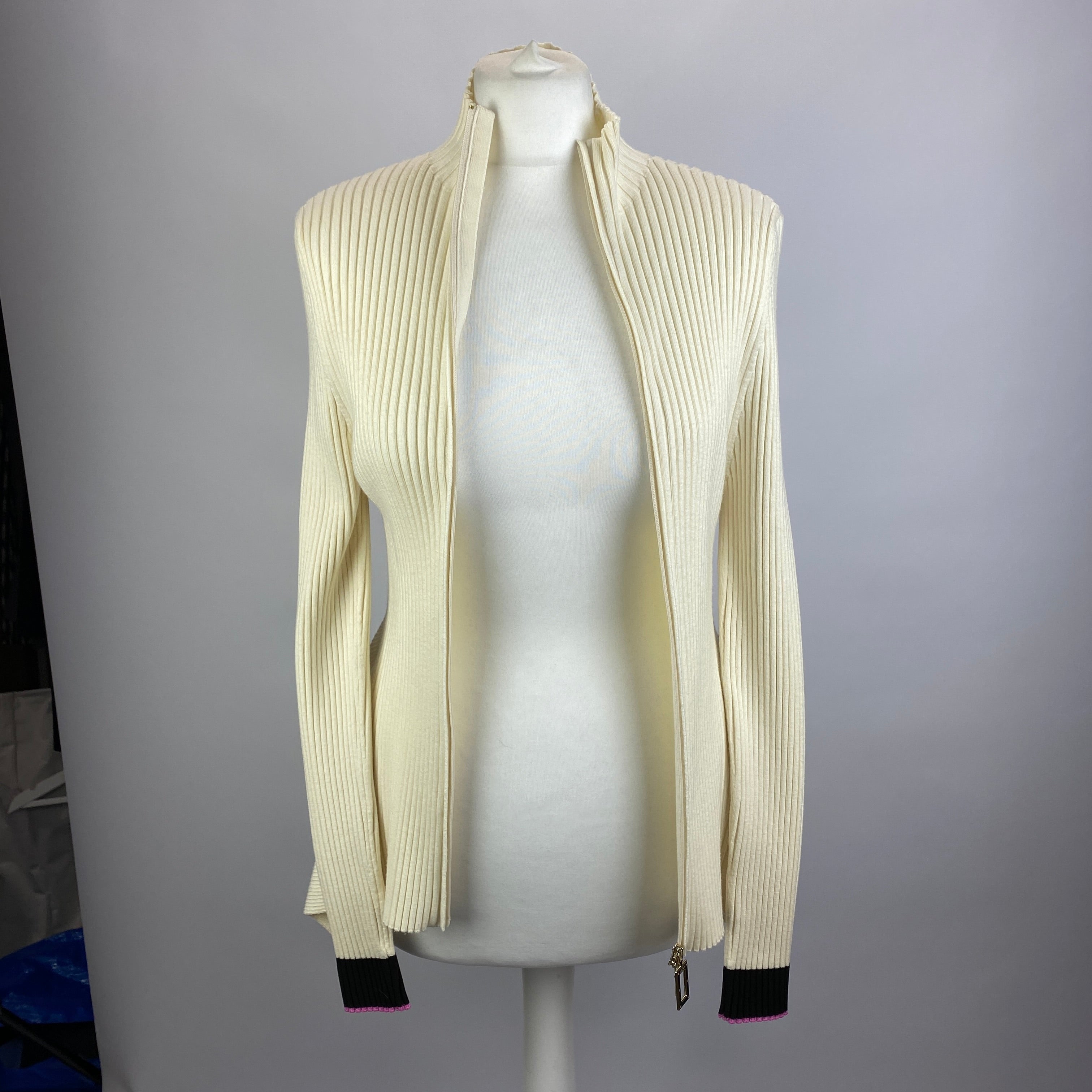 Wolford New £358 Cream Wool & Cotton Rib Cardigan L
