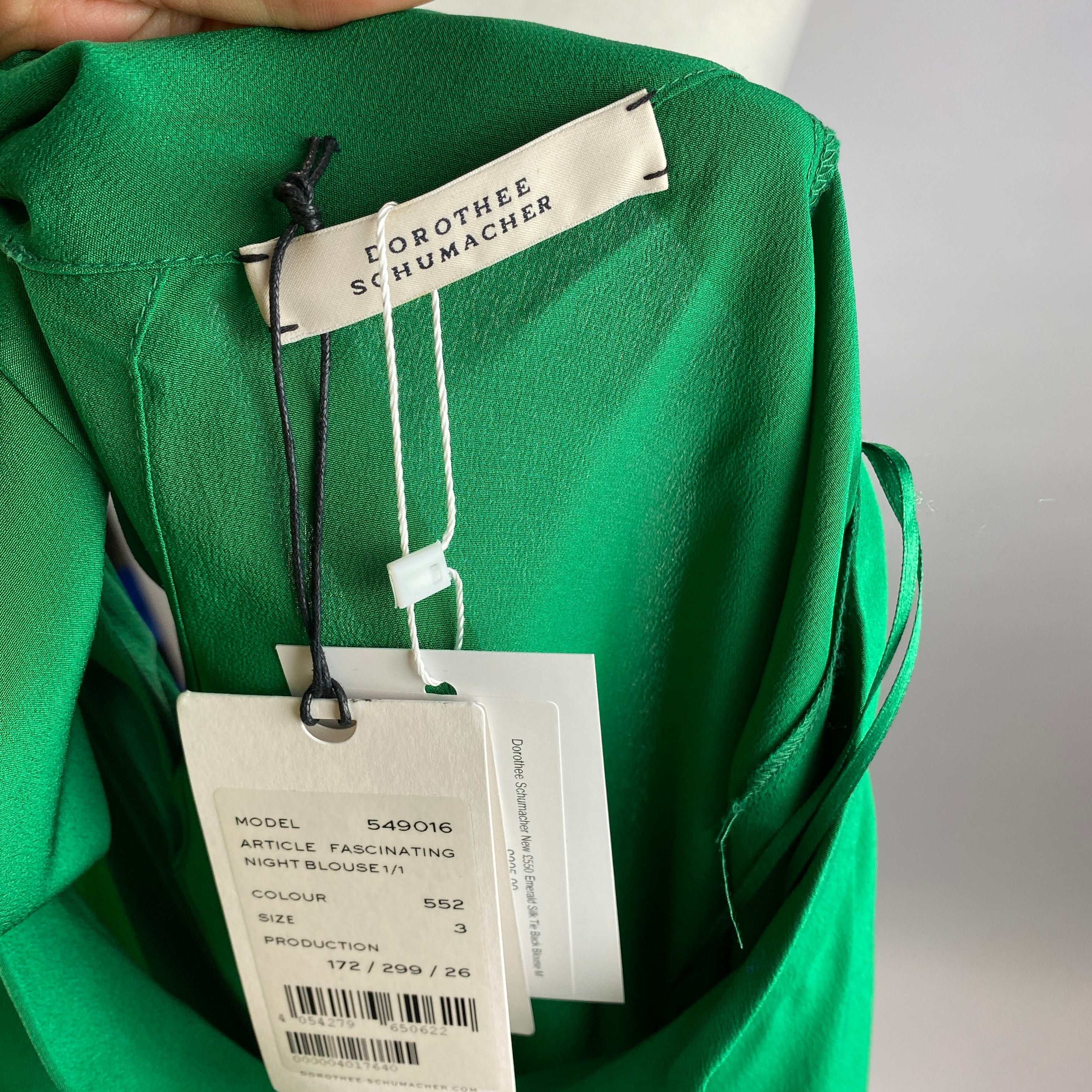 Dorothee Schumacher New £550 Emerald Silk Tie Back Blouse M/L