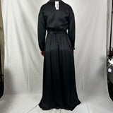 L'Agence Brand New Black Plisse Satin Maxi Shirtdress XXS/XS/S
