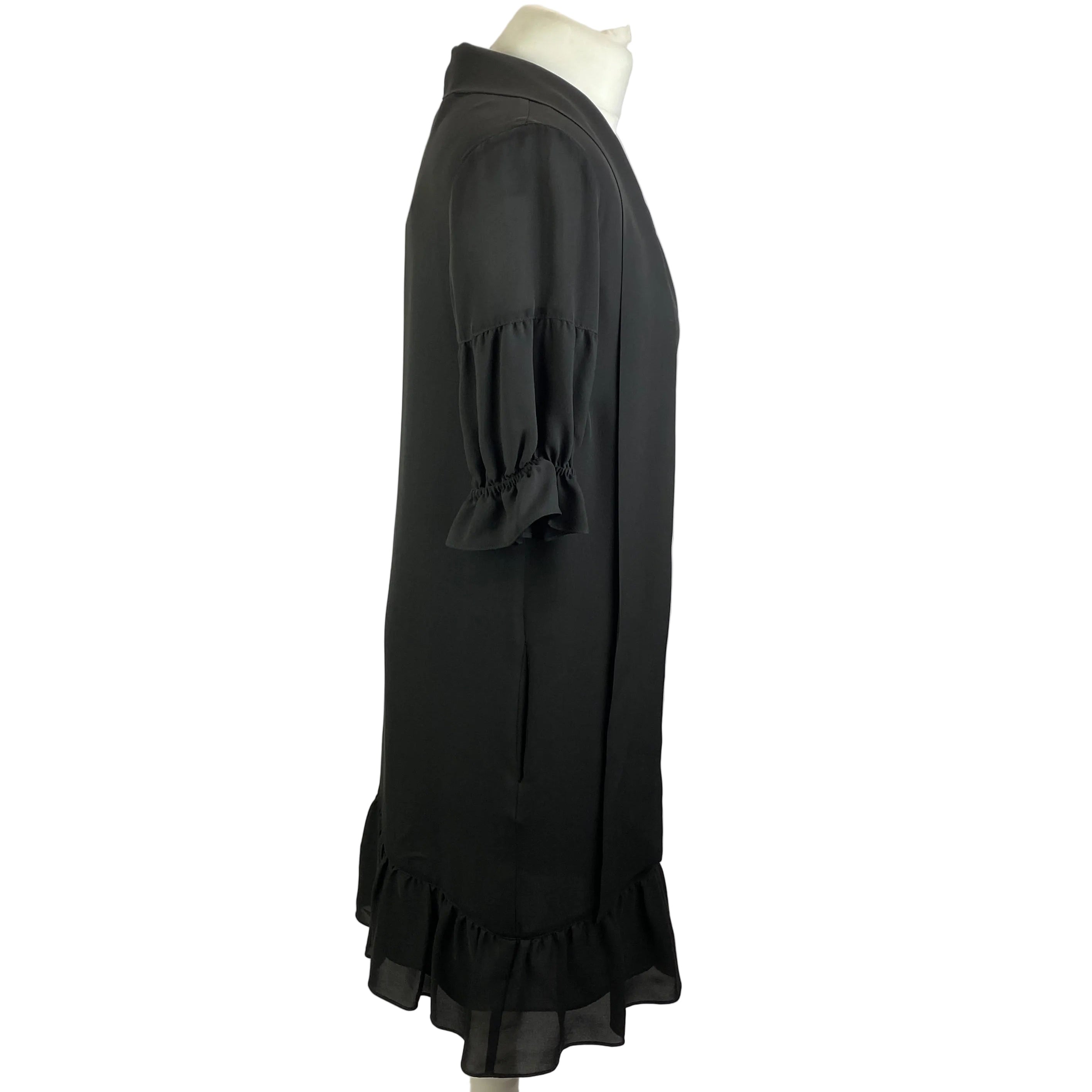 Moschino Black Silk Midi Ruffle Dress M