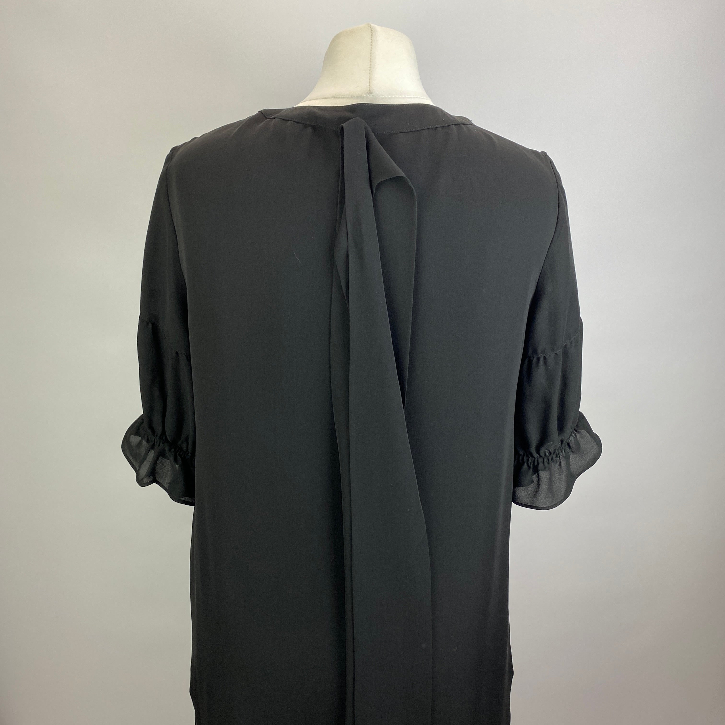 Moschino Black Silk Midi Ruffle Dress M