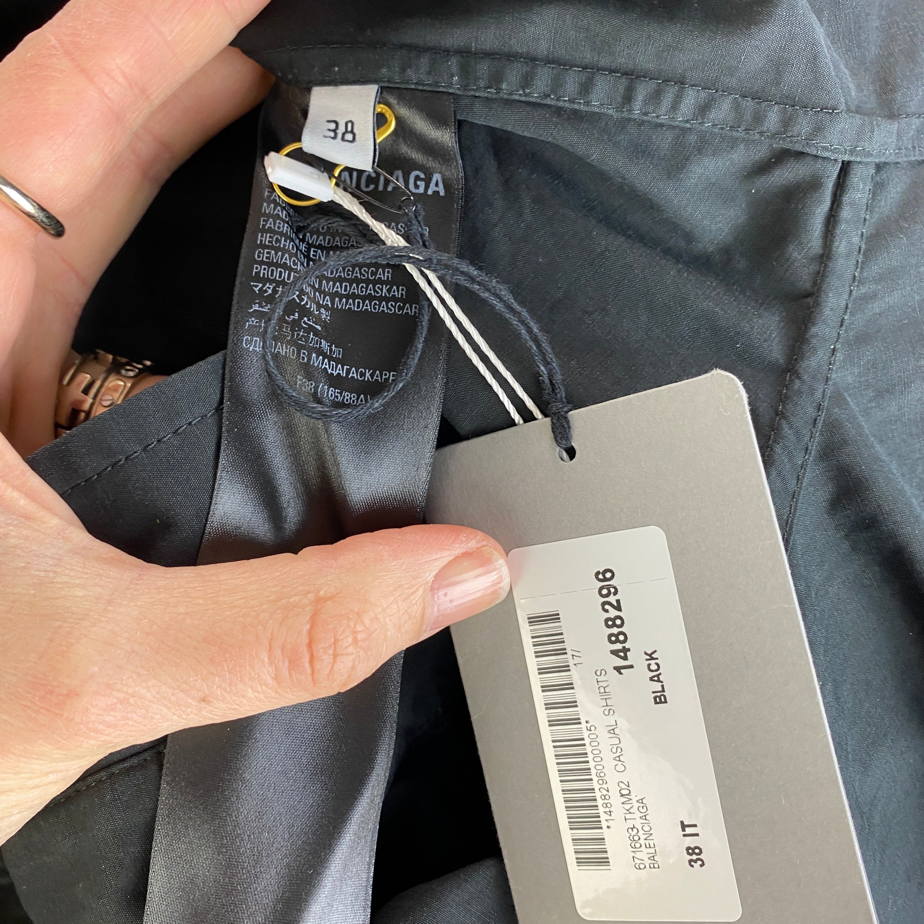 Balenciaga New £795 Black Heavy Poplin Wing Shirt S/M/L/XL