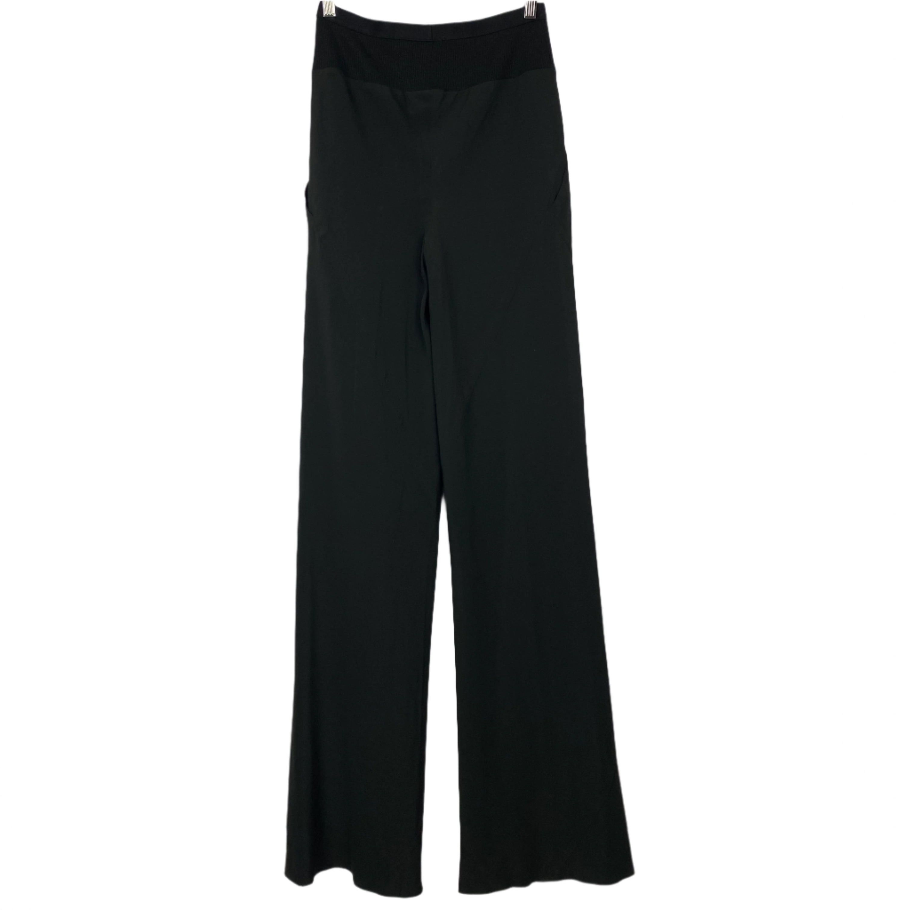 Rick Owens Black Silk Crepe & Rib Jersey Pants S