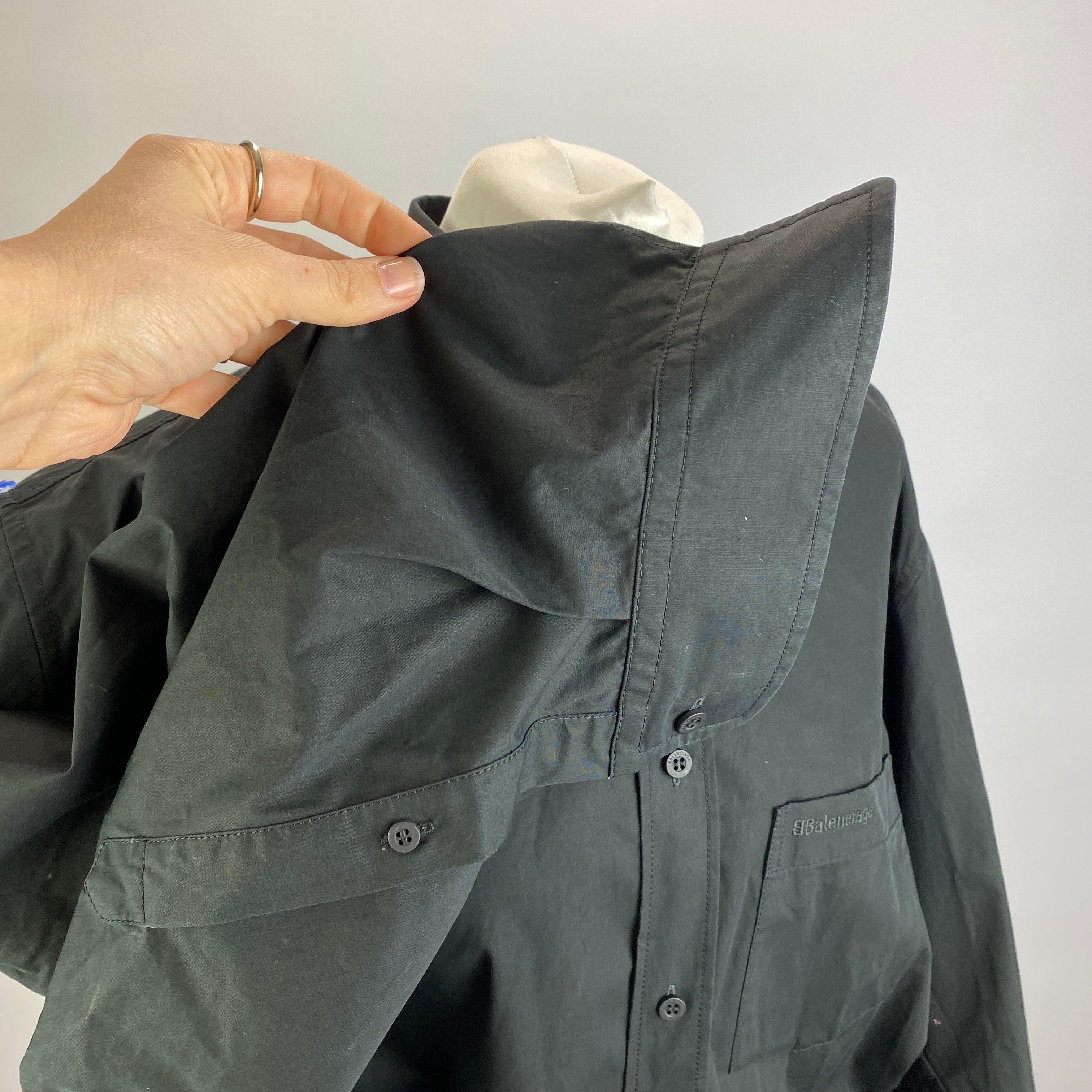 Balenciaga New £795 Black Heavy Poplin Wing Shirt S/M/L/XL