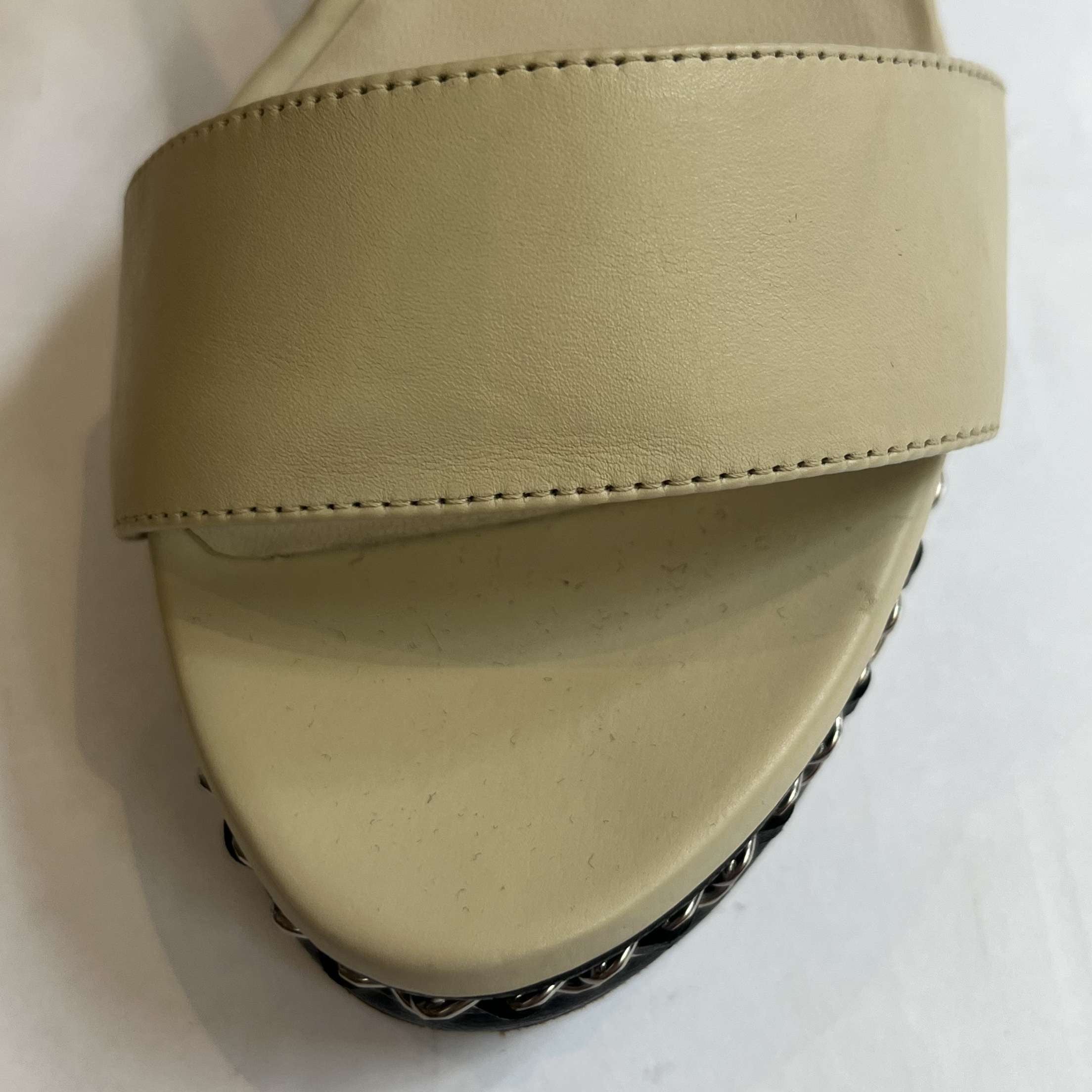 Chanel Cream Lambskin Chain Platform Sandals 38