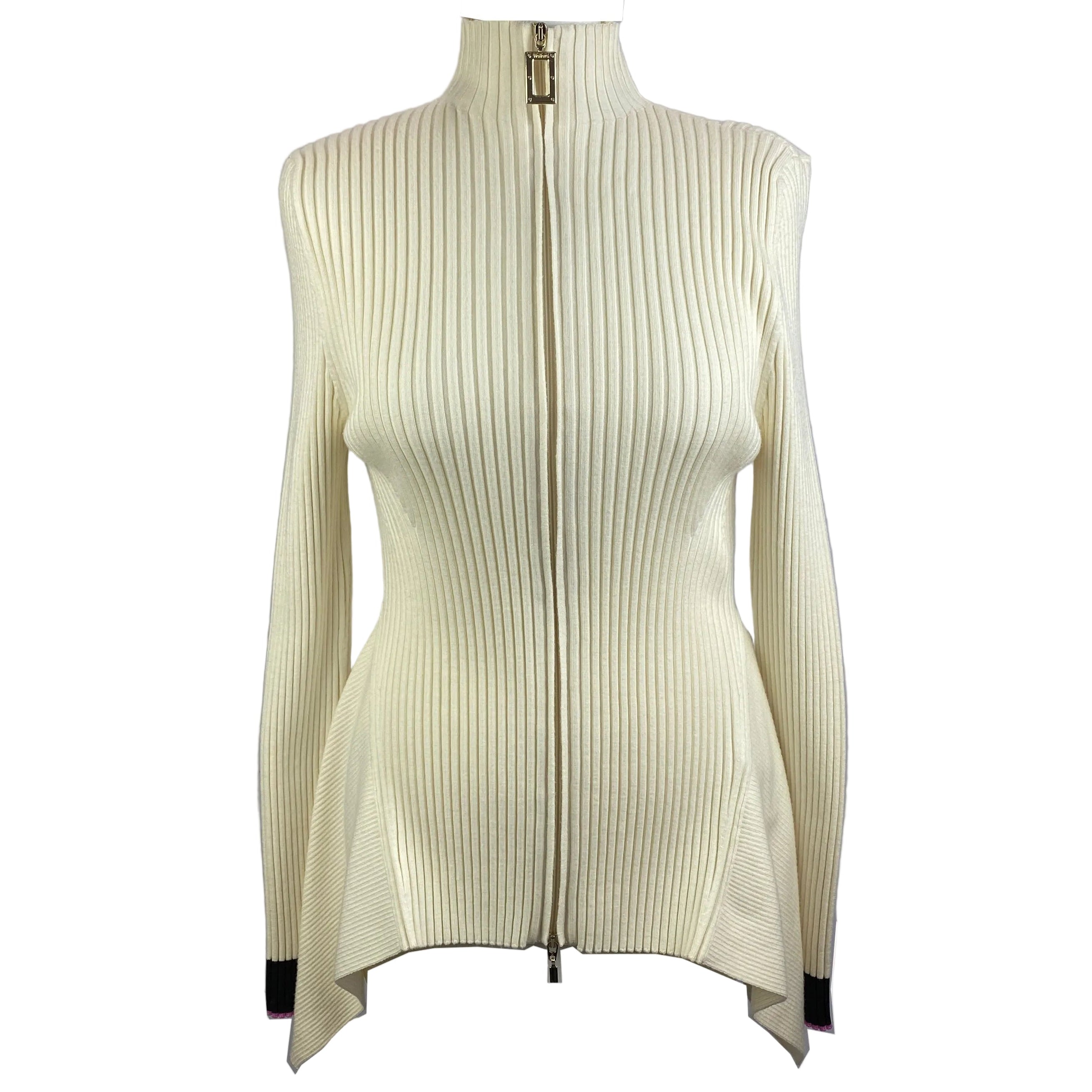 Wolford New £358 Cream Wool & Cotton Rib Cardigan L