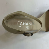 Chanel Cream Lambskin Chain Platform Sandals 38