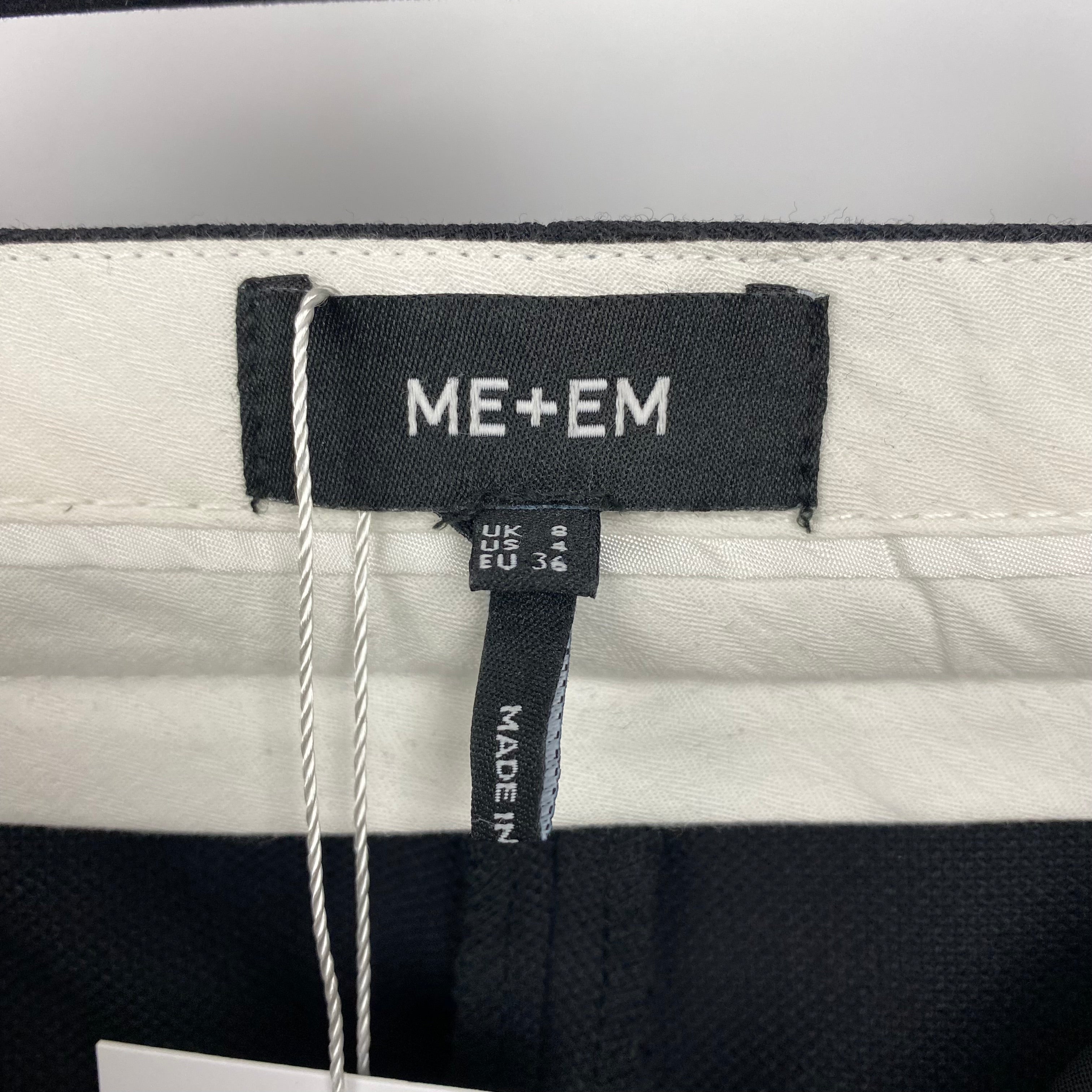 Me&Em Black Wool Mix Side Stripe Trousers XS