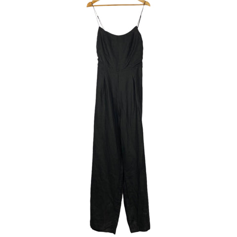 Faithfull The Brand New £260 Black Linen Antibes Jumpsuit XL