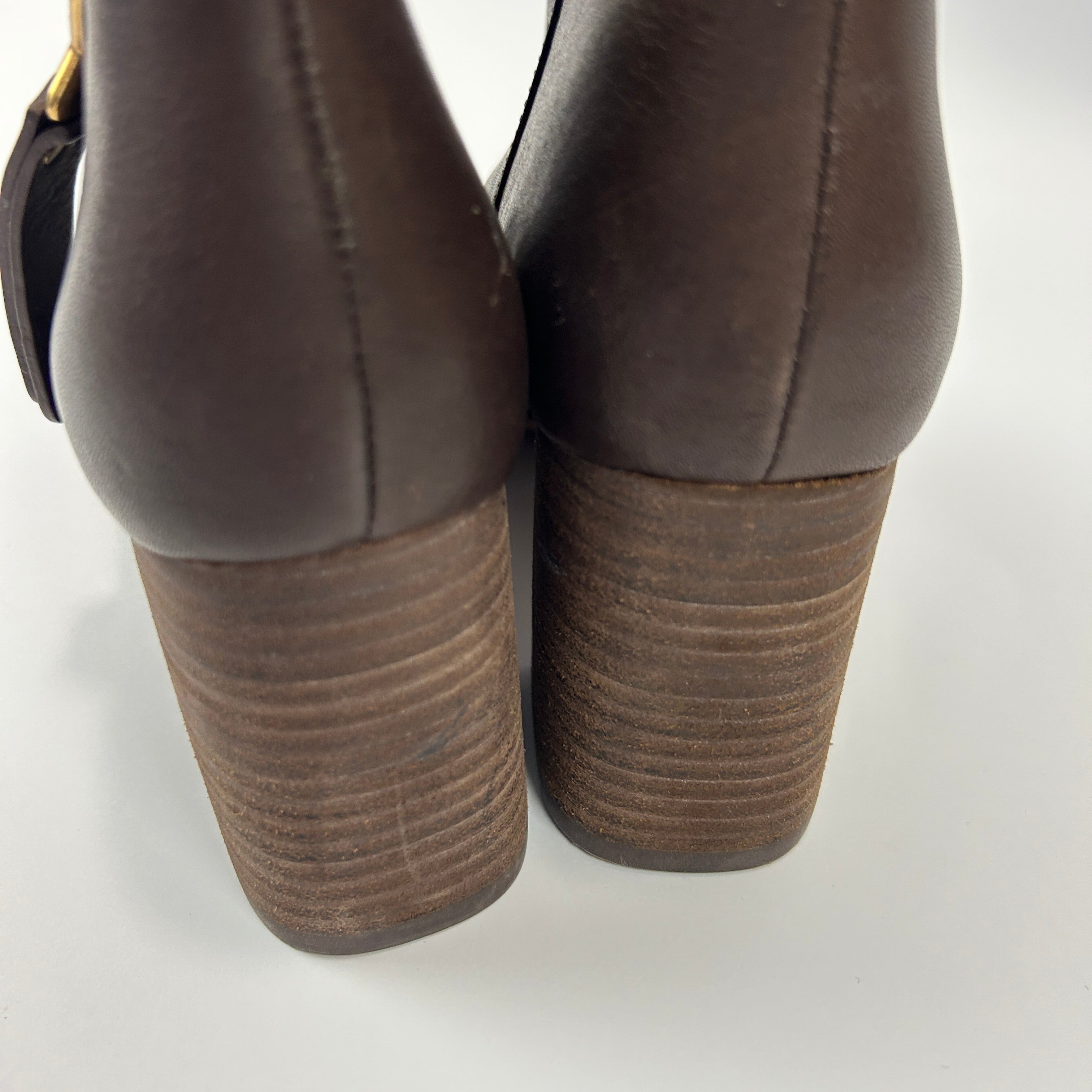 See By Chloe Chocolate Stack Heel Ankle Boots 36