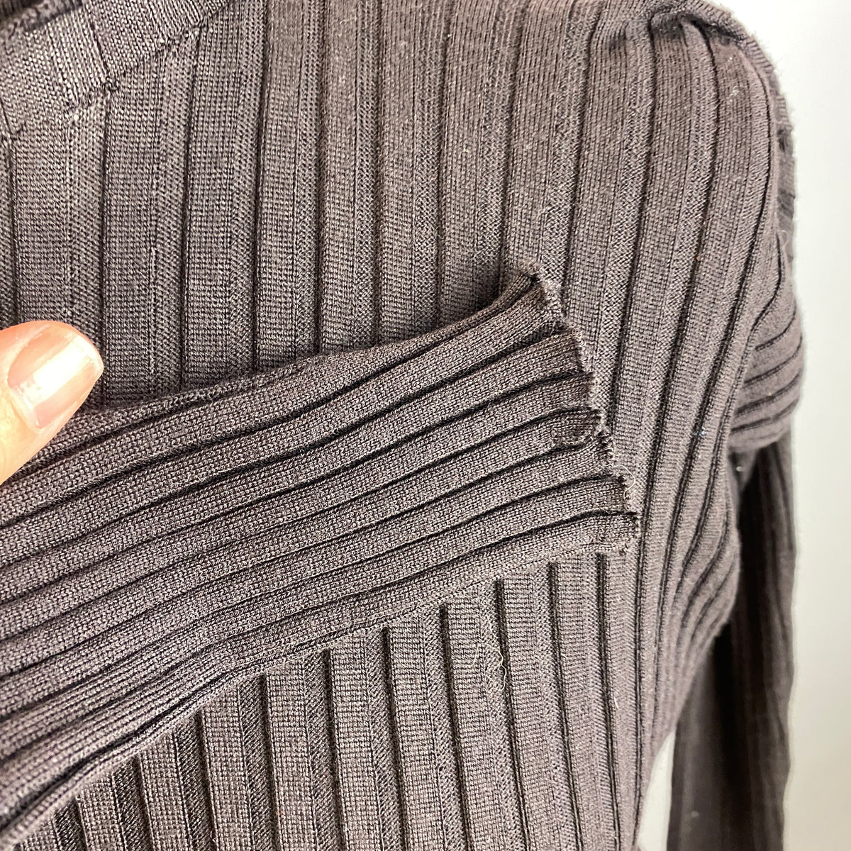Bottega Veneta Espresso Wool Rib Knit Turtleneck Dress M