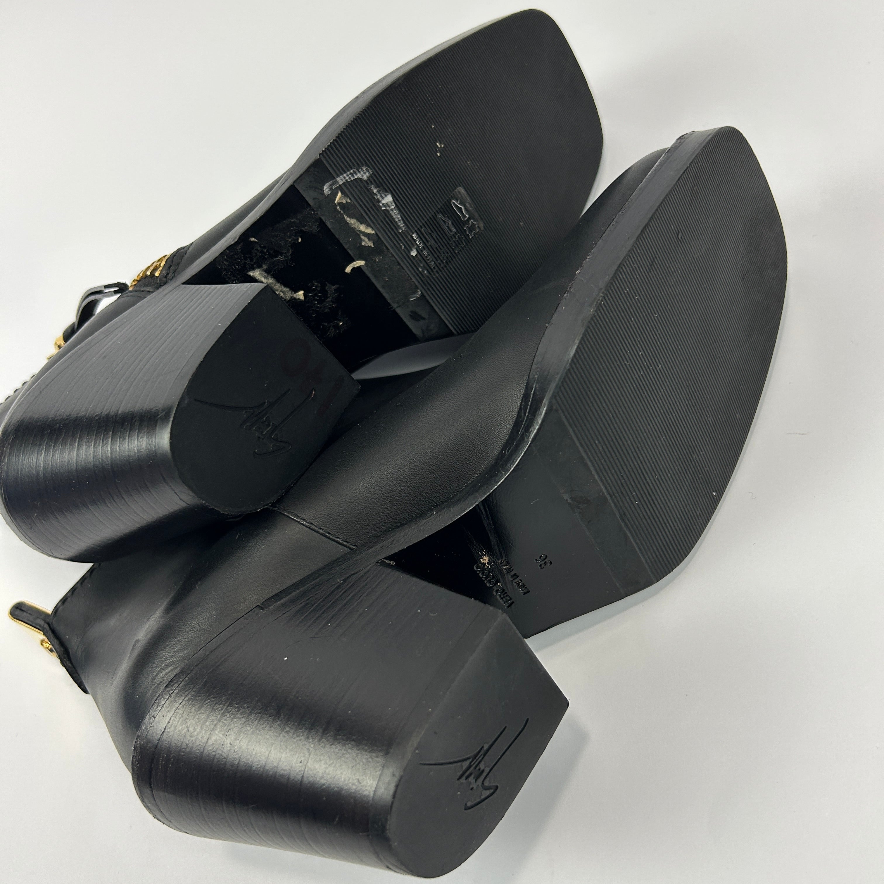 Giuseppe Zanotti Black Biker Ankle Boots 36